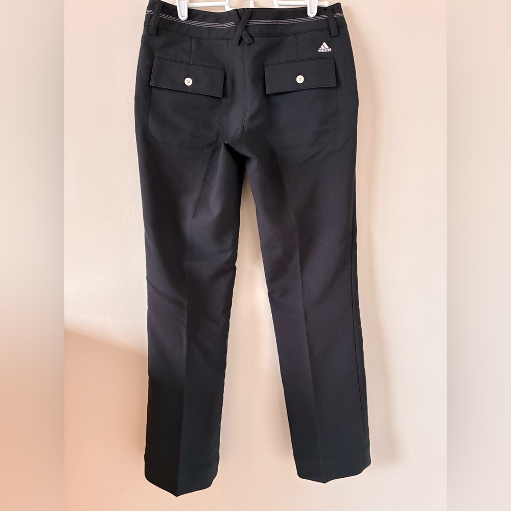 Adidas Pants Trousers Slacks Straight Leg Black Women’s Sz 2 Embroidered Logo - Picture 2 of 12